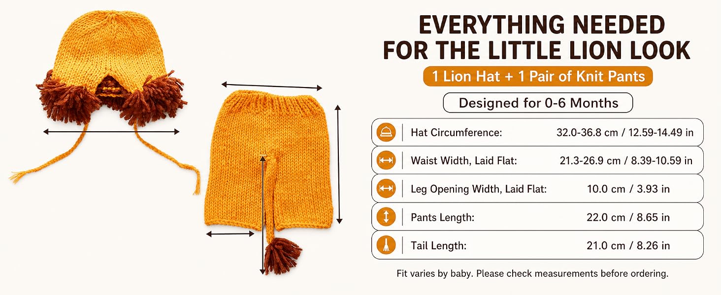 AIXIANG Newborn Lion Knit Photo Prop Set — product detail 7