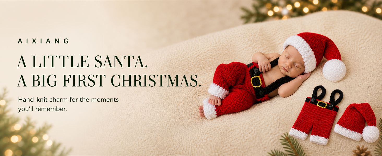 AIXIANG Newborn Santa Hat & Overalls Photo Prop Set — product detail 1