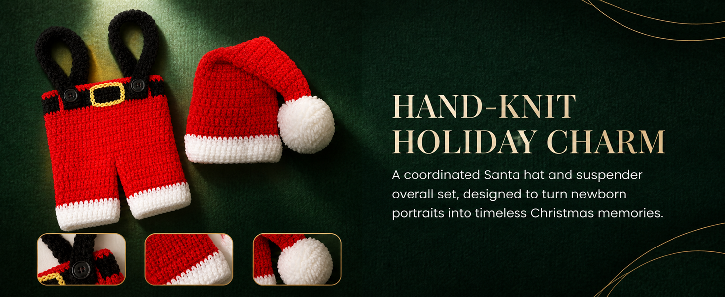 AIXIANG Newborn Santa Hat & Overalls Photo Prop Set — product detail 2