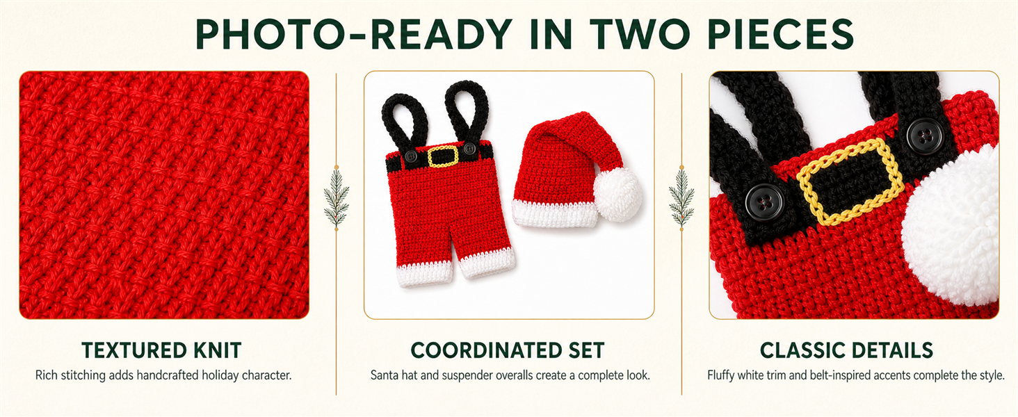 AIXIANG Newborn Santa Hat & Overalls Photo Prop Set — product detail 3