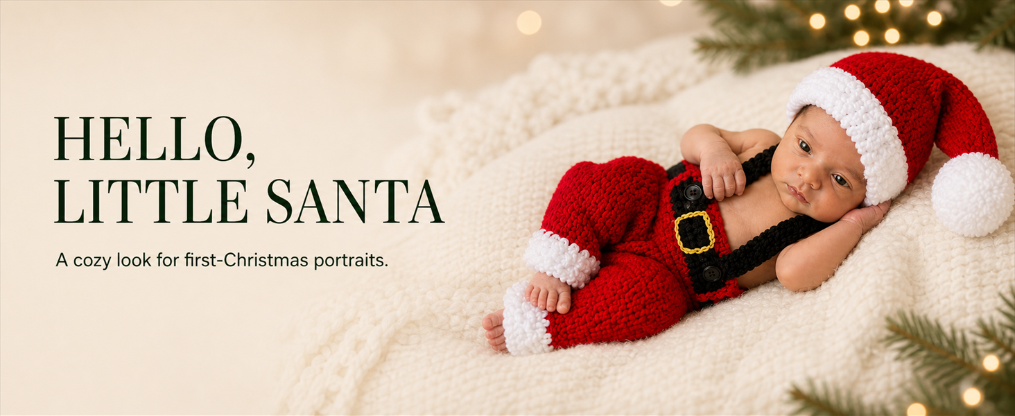 AIXIANG Newborn Santa Hat & Overalls Photo Prop Set — product detail 5