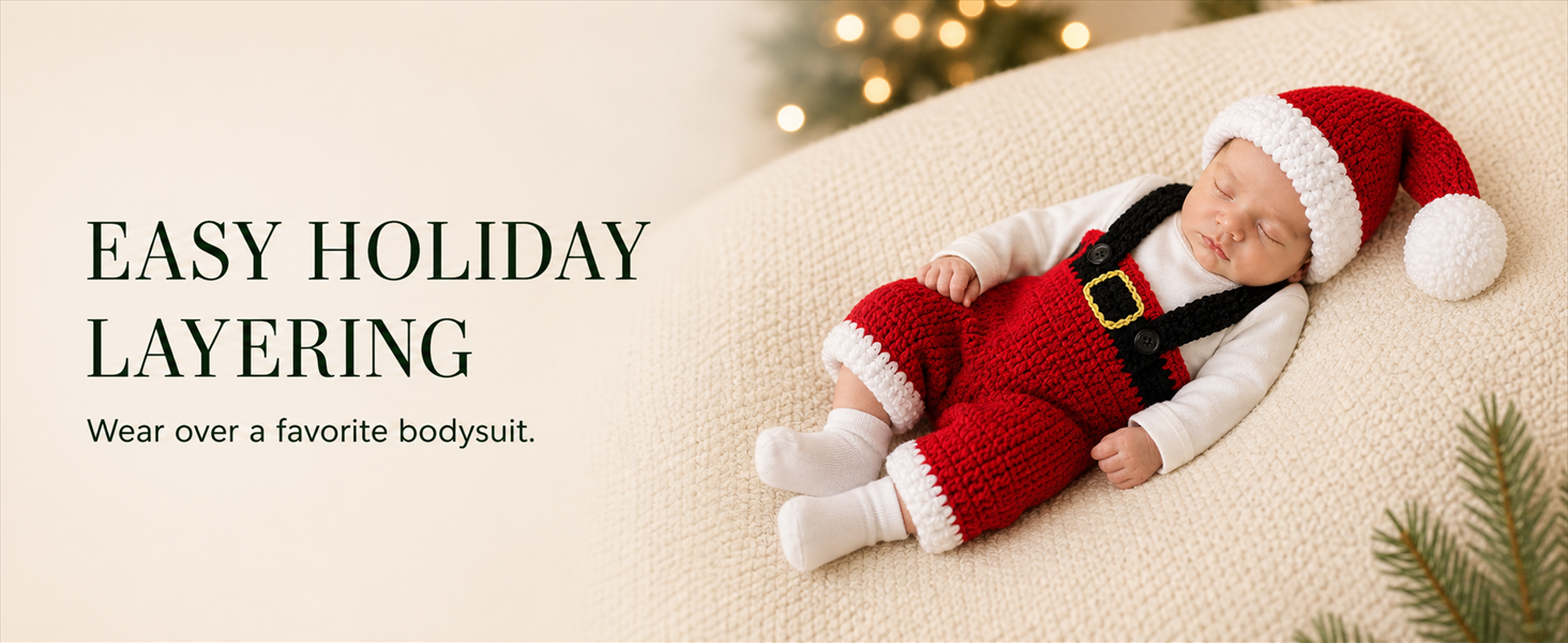 AIXIANG Newborn Santa Hat & Overalls Photo Prop Set — product detail 7