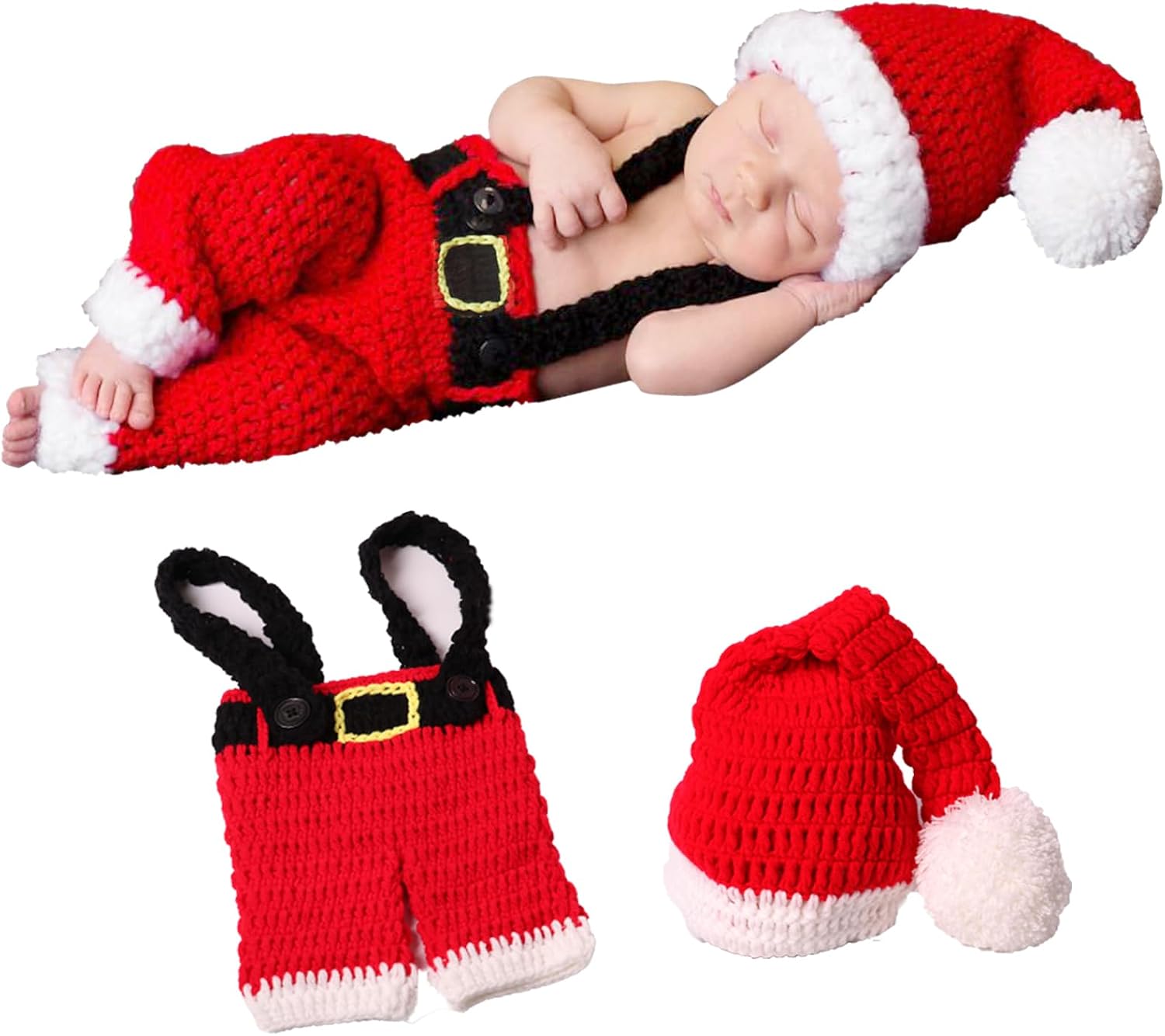 AIXIANG Newborn Santa Hat & Overalls Photo Prop Set — photo 1