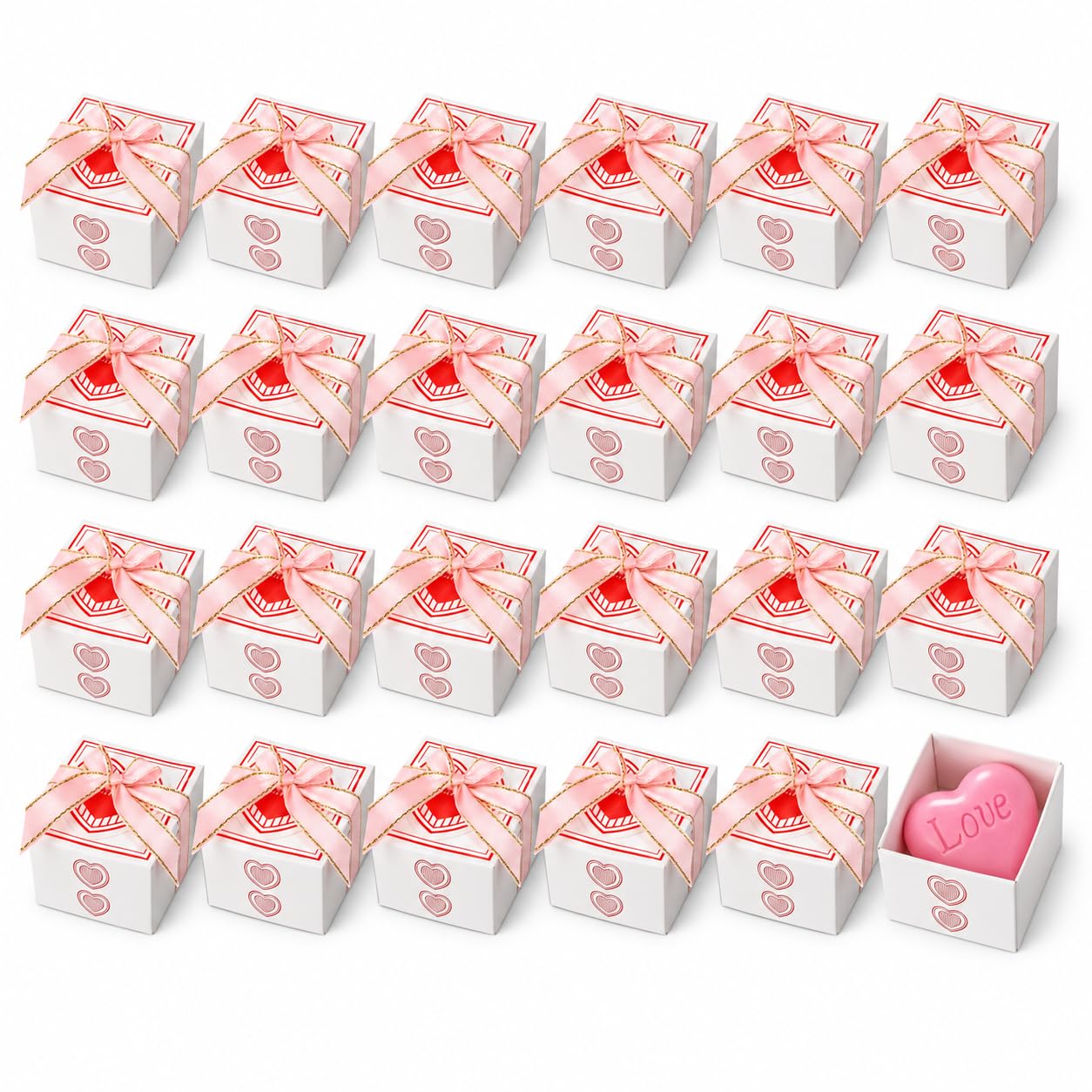 AIXIANG Pink Heart Soap Favors · 24 Individually Boxed — photo 1