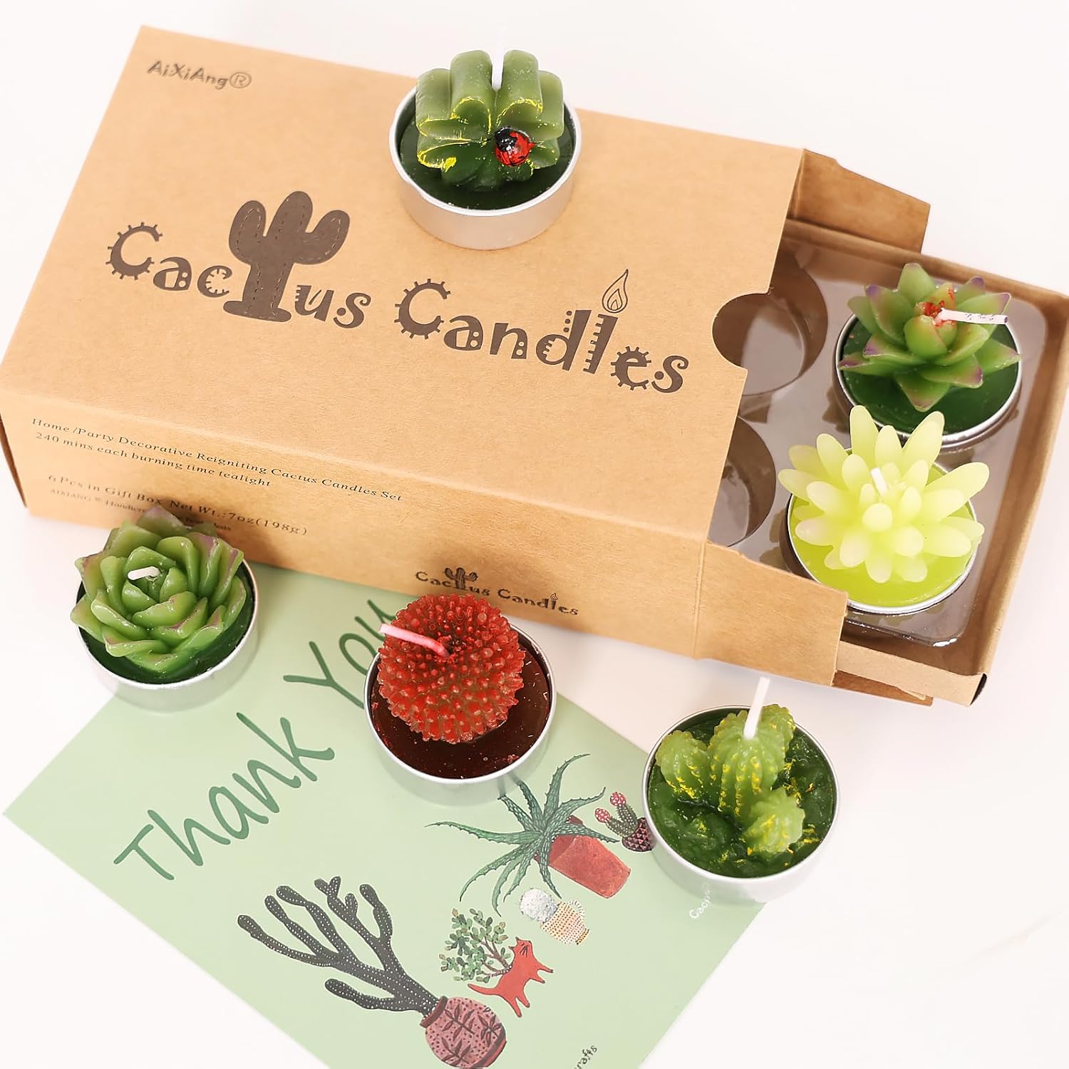 AIXIANG Cactus Tealight Candles · 6 Pack — photo 1