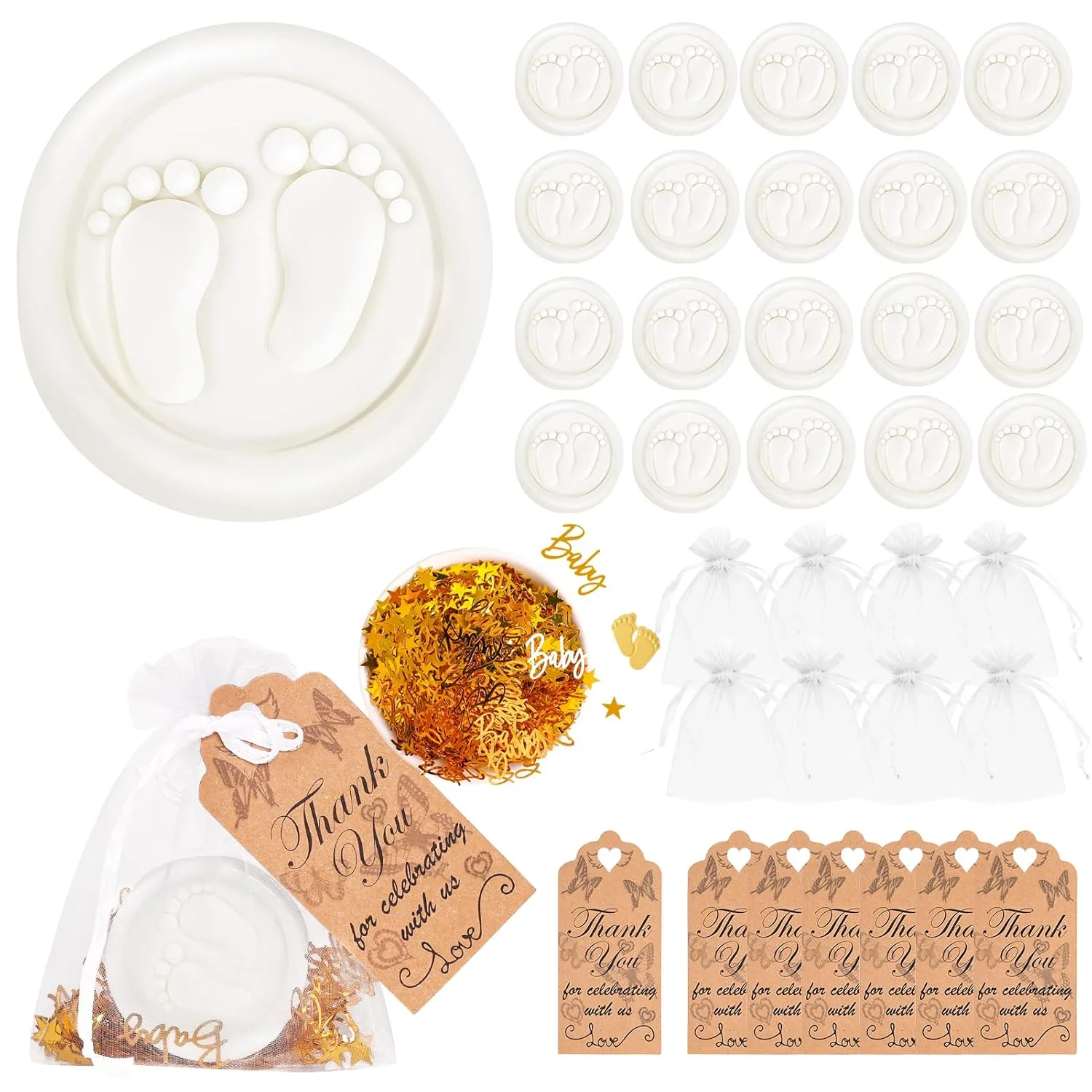 AIXIANG Baby Footprint Soap Favor Kit – 50 Sets