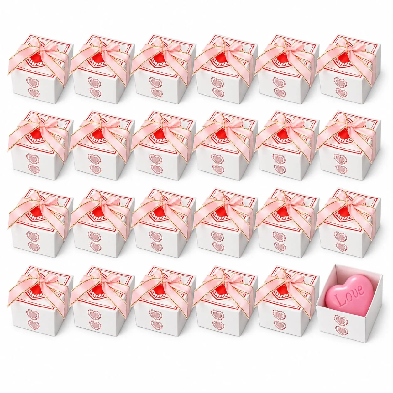 AIXIANG Pink Heart Soap Favors · 24 Individually Boxed — photo 1