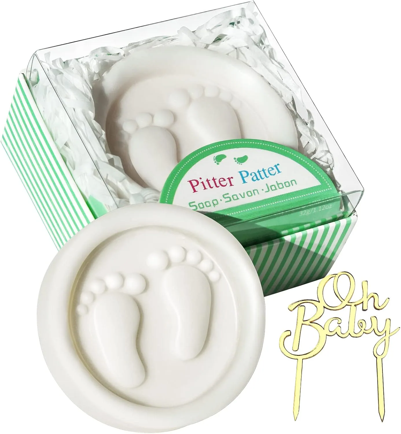 AIXIANG Gift-Boxed Baby Footprint Soap Favors – 24 Pack