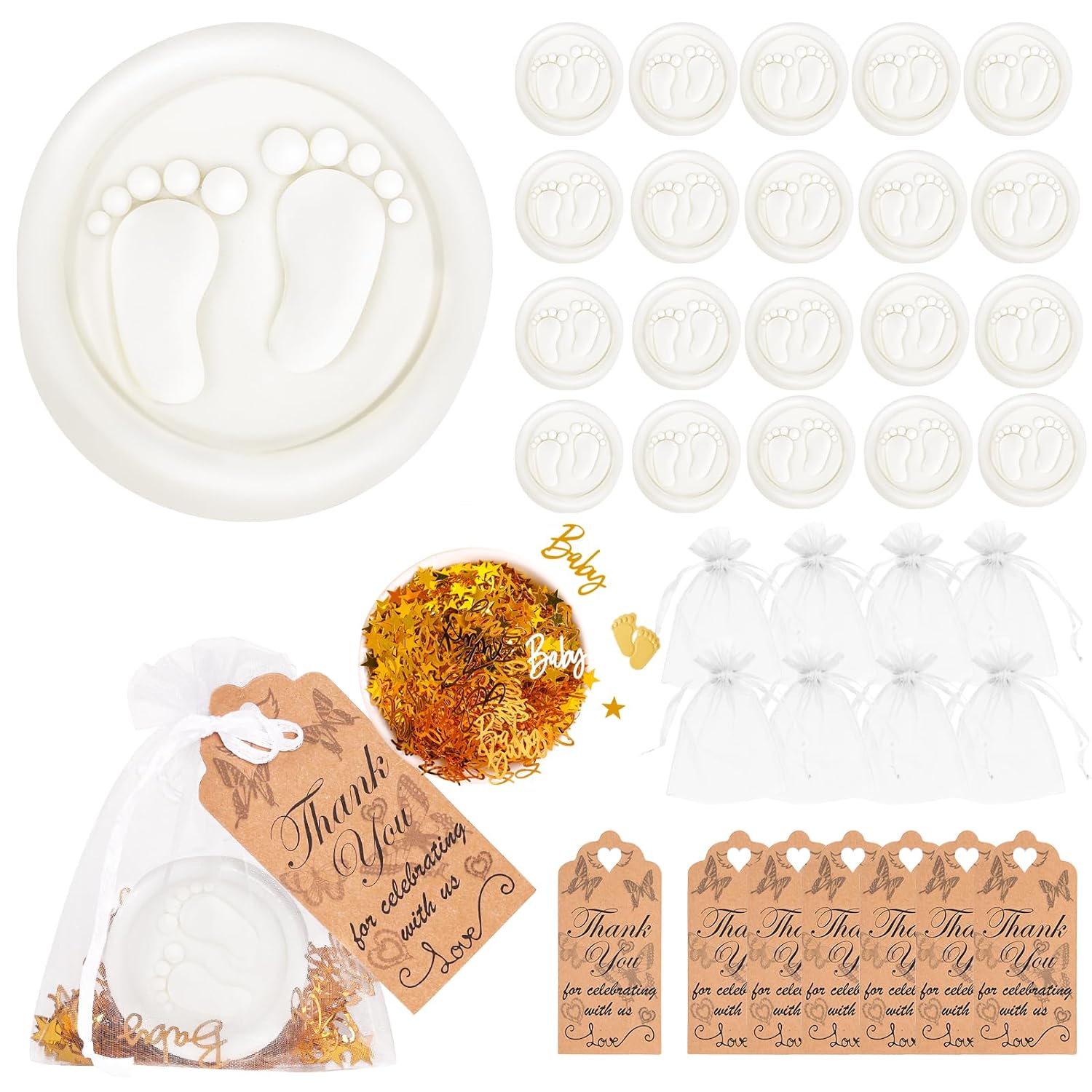 AIXIANG Baby Footprint Soap Favor Kit – 50 Sets